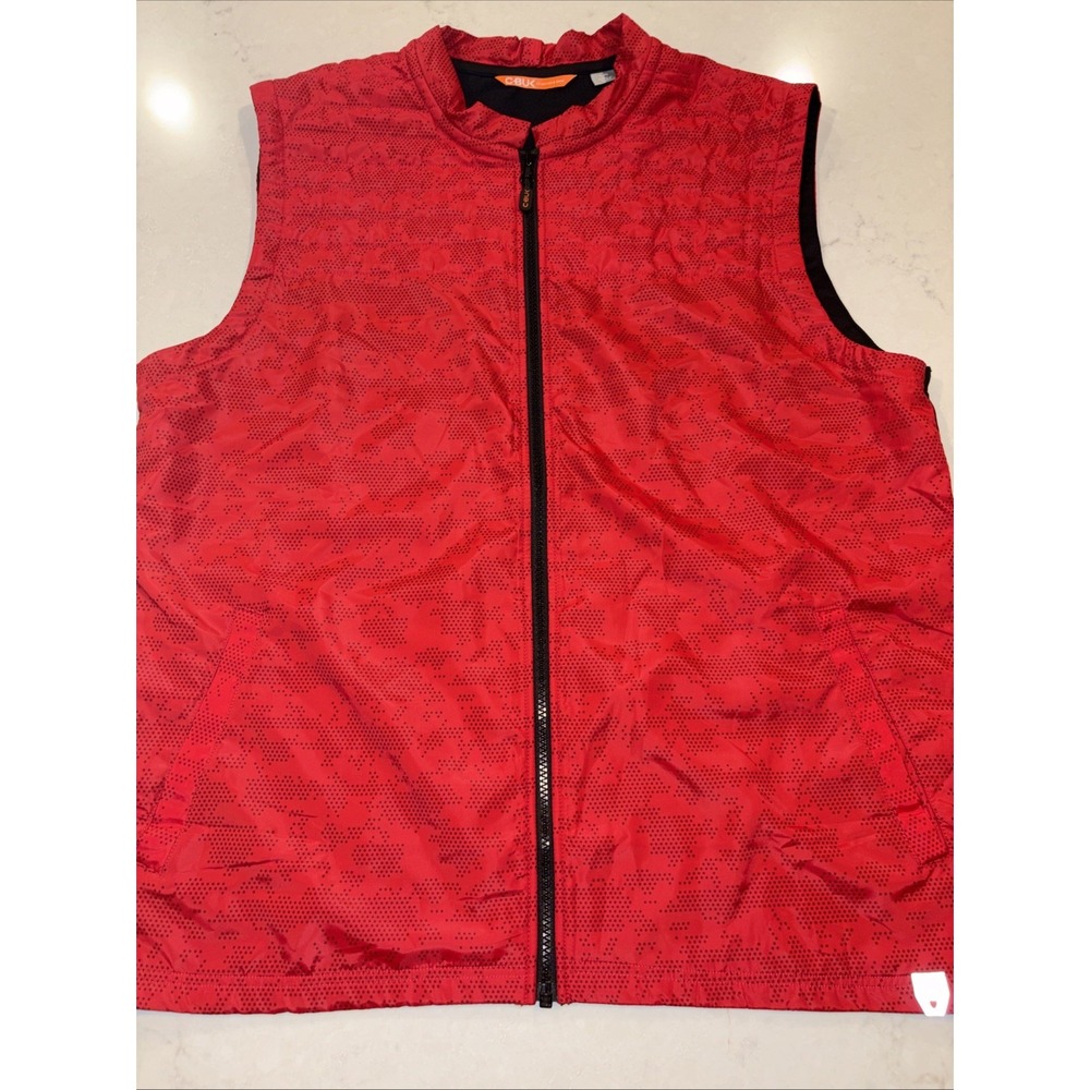 CBUK Men's L Swish Printed Sport Vest‎ Full Zip Black Red Quilted Gorpcore